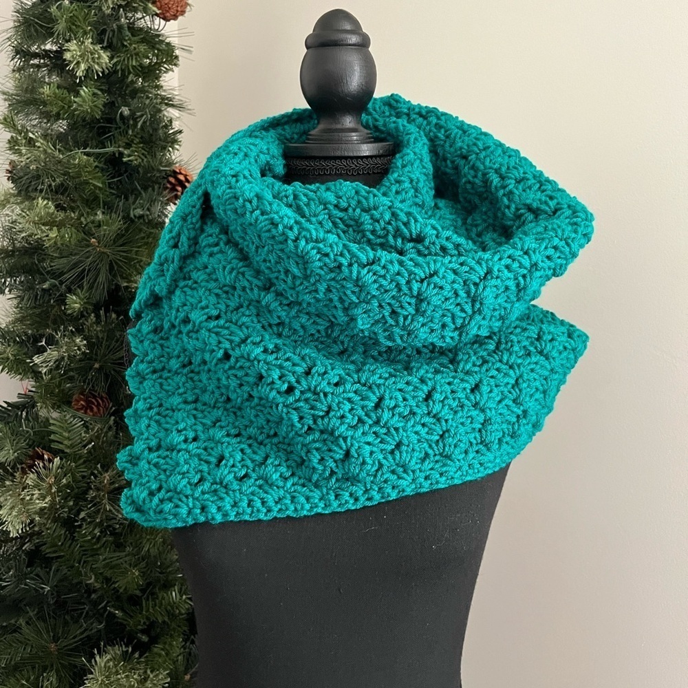 Chic Teal Crochet Scarf/Wrap/Shawl